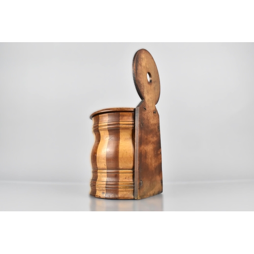 16 - A 19th Century Scottish Treen Salt Box with Alternating Bands of Ogee Barrel Form Having  Circular B... 