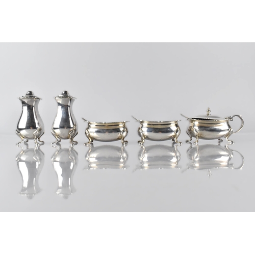 150 - A Cased Victorian Silver Eight Piece Cruet to Comprise Four Salts and Four Spoons by Martin, Hall & ... 