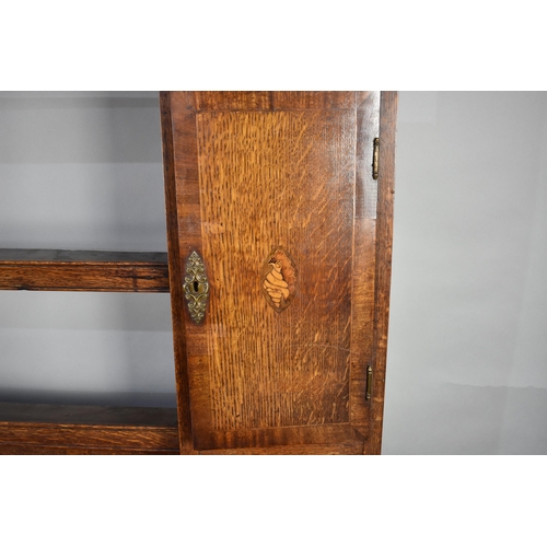 230 - A George III Oak Crossbanded Dresser Having Open Plate Rack with Three Central Shelves Flanked by Tw... 