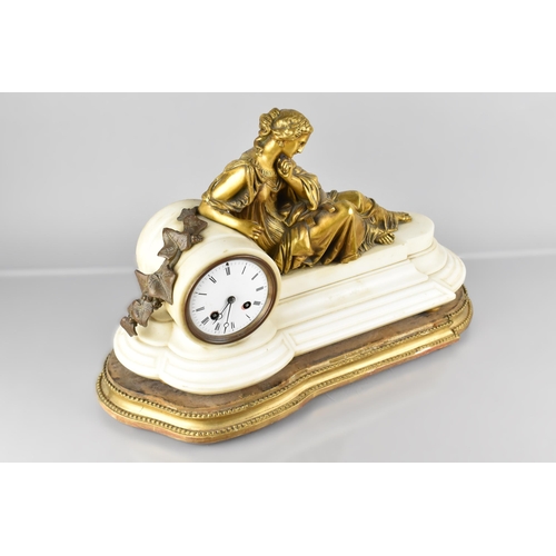 78 - A Late 19th/Early 20th Century French Alabaster and Gilt Metal Mantel Clock with Eight Day Movement ... 