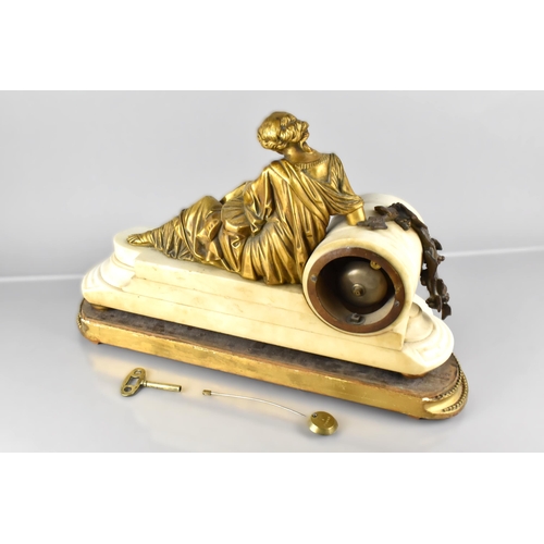 78 - A Late 19th/Early 20th Century French Alabaster and Gilt Metal Mantel Clock with Eight Day Movement ... 