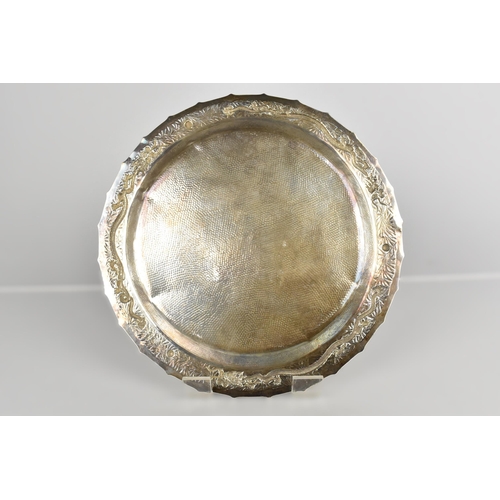 126 - An Early 20th Century Silver Chinese Export Presentation Tray with Bamboo Stylised Trim and Dragons ... 