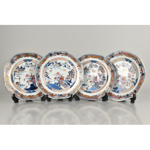 182 - A Set of Chinese Qing Dynasty Porcelain Export Plates, 18th Century, River Village Pattern, 23.5cm (... 