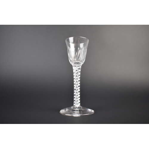 169 - A Georgian Cordial Drinking Glass on Double Twist Stem to Circular Foot, 13.5cm high Together with a... 