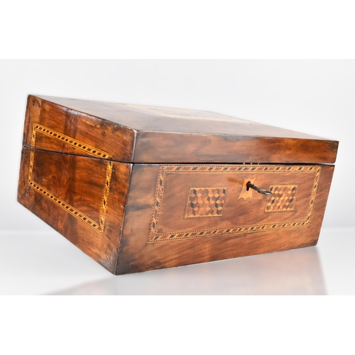 1 - A 19th Century Tunbridge Ware Mahogany Writing Box, the Lid with Inlaid Mosaic Marquetry Panel of Ca... 