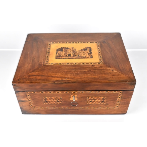 1 - A 19th Century Tunbridge Ware Mahogany Writing Box, the Lid with Inlaid Mosaic Marquetry Panel of Ca... 