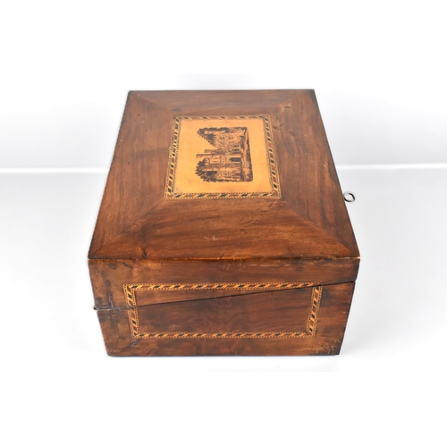 1 - A 19th Century Tunbridge Ware Mahogany Writing Box, the Lid with Inlaid Mosaic Marquetry Panel of Ca... 