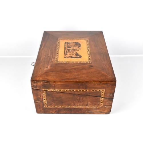 1 - A 19th Century Tunbridge Ware Mahogany Writing Box, the Lid with Inlaid Mosaic Marquetry Panel of Ca... 