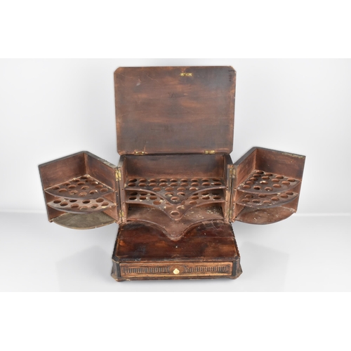 5 - A Late 19th Century Black Forest Carved Cigar Humidor Cabinet with Lift Up Lid, Hinged Side Quadrant... 