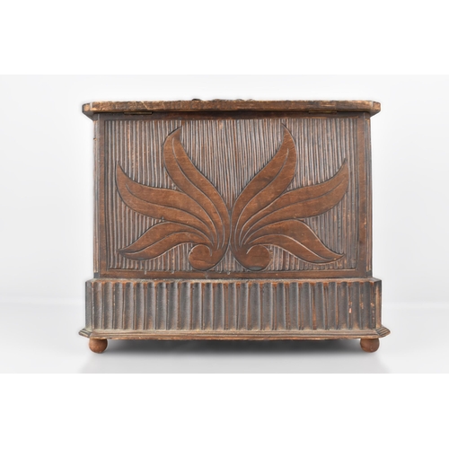 5 - A Late 19th Century Black Forest Carved Cigar Humidor Cabinet with Lift Up Lid, Hinged Side Quadrant... 