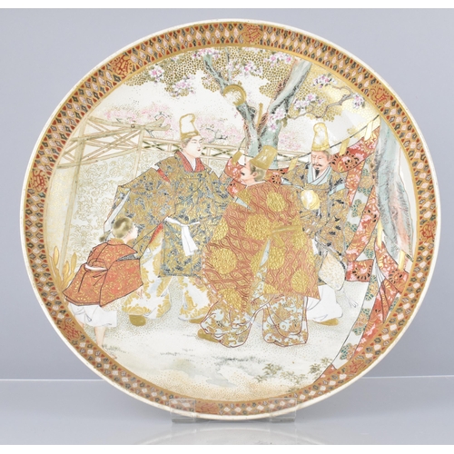 188 - A Japanese Meiji Period Satsuma Charger Decorated with Scholars in Exterior Setting, 35cm Diameter