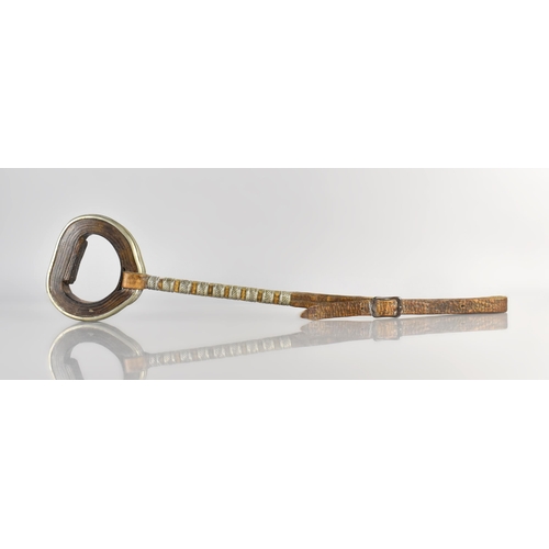 120 - A 19th Century Single Leather and White Metal Argentinian Gaucho Stirrup, 60cm Long