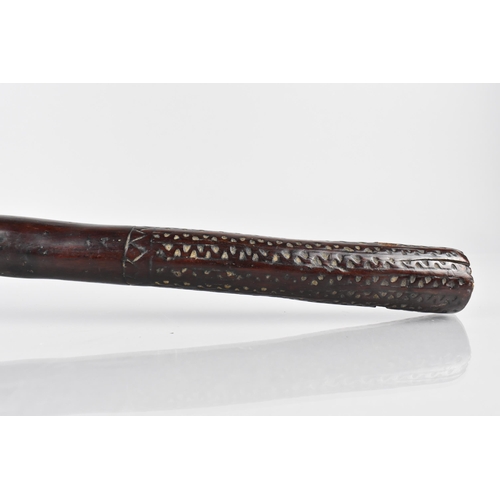 119 - A 19th Century Fijian Rootwood Ula or Throwing Club, the Handle with Incised Geometric Decorated Gri... 