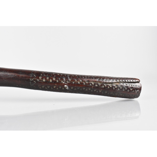 119 - A 19th Century Fijian Rootwood Ula or Throwing Club, the Handle with Incised Geometric Decorated Gri... 