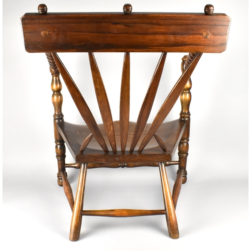 234 - A Low Seated Armchair with Bobbin and Turned Supports Having Fan Back to Carved Bar Back, Stamped 28... 