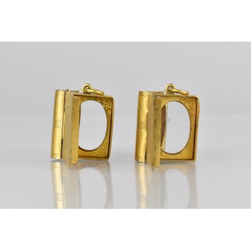 124 - A Pair of Gilt Metal Late 19th Century Double Opening Photo Lockets in the Form of Books, 2.5x3x1.5c... 