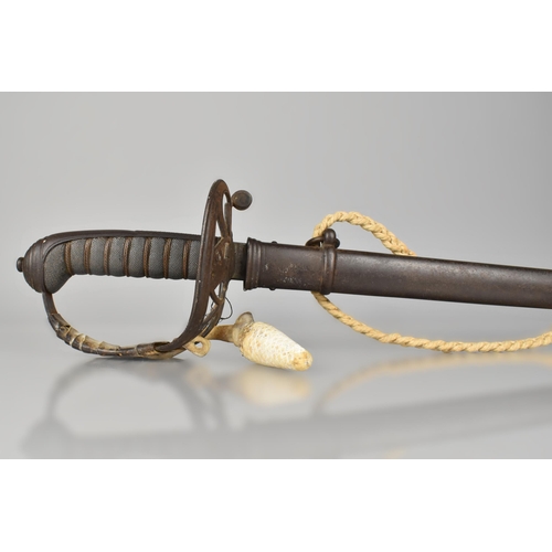 115 - An 1827 Pattern Rifle Regiment Officers Sword with Shagreen and Wire Handle to Strung Bugle Hilt, th... 