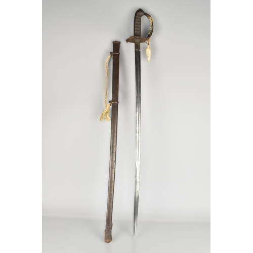 115 - An 1827 Pattern Rifle Regiment Officers Sword with Shagreen and Wire Handle to Strung Bugle Hilt, th... 