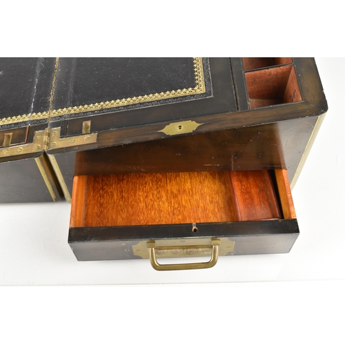 7 - A 19th Century Campaign Style Writing Slope with Brass Banding and Stringing, Having Inset Carry Han... 