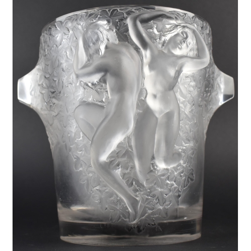 167 - A Lalique 'Ganymede' Wine Cooler Cast in Relief with Female Figures, Signed to Base, 22.5cm High