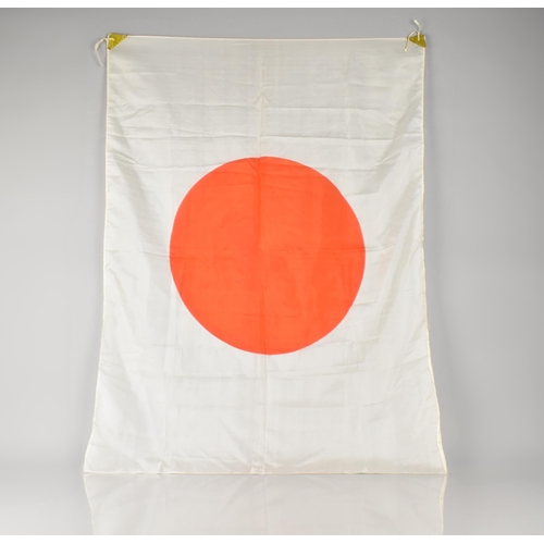 111 - A WWII Period Japanese Silk Flag, Meatball Pattern with Enforcement Tabs to Corners of One Side, 91x... 