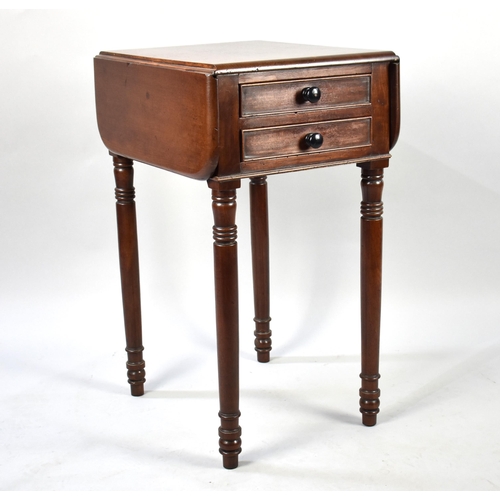 231 - A 19th Century Mahogany Pembroke Table with Two  Drawers on Turned Supports, 41x48x78cm High