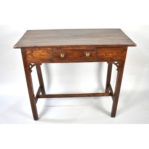 9 - A 19th Century Side Table with Single Drawer Raised on Straight Square Legs to H Frame Stretcher, 86... 