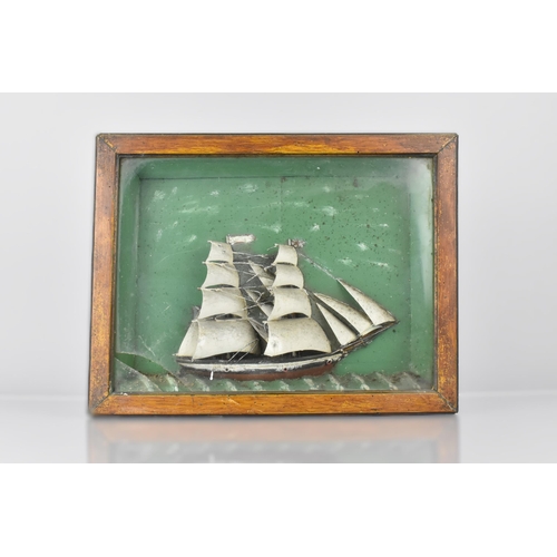 59 - A 19th Century Half Block Ship Diorama, Fully Rigged Twin Masted Vessel with Red and Black Hull Havi... 