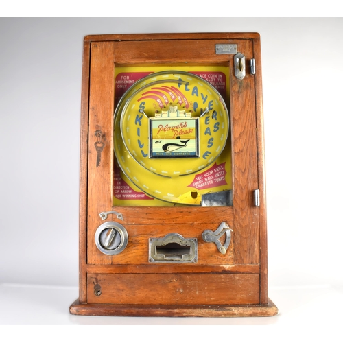 A Mid 20th Century Oak Cased Players Allwin Type Amusement Cigarette Machine, 44.5x16x69cm high