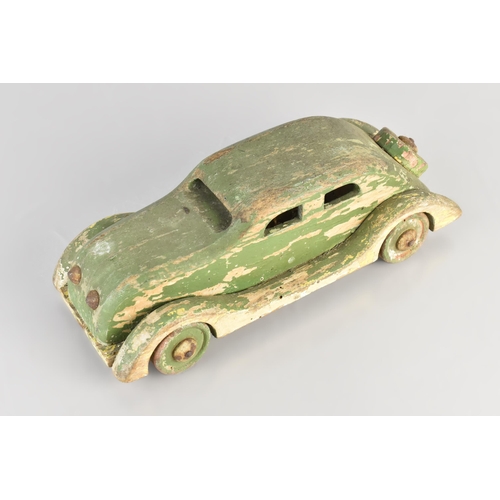 58 - An Early 20th Century Scratch-built Wooden Toy Car, Streamlined Shape with Original Polychrome Paint... 