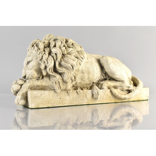 39 - An Early 20th Century Grand Tour Cast Marble Recumbent Canova Lion, 30x12x16cm high