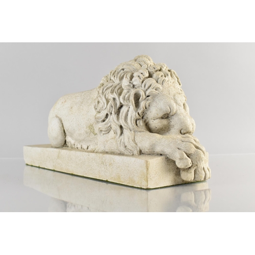 39 - An Early 20th Century Grand Tour Cast Marble Recumbent Canova Lion, 30x12x16cm high