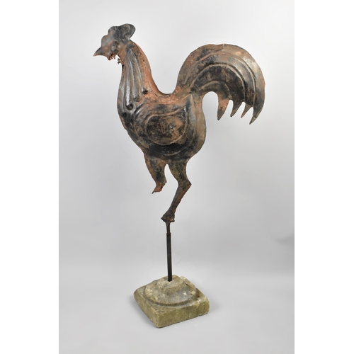 104 - An Early 20th Century Folk Art Weathervane Cockerel, Full-bodied Sheet Metal Construction, with Trac... 