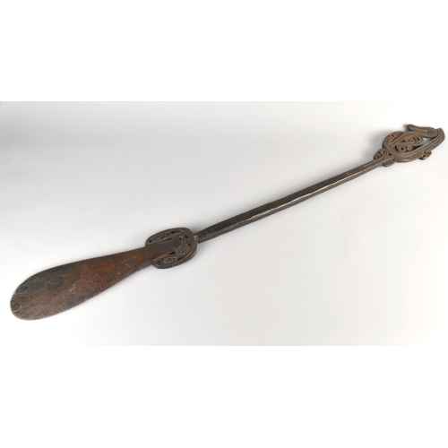 67 - A Wooden Maori Ceremonial Paddle with Carved Decoration