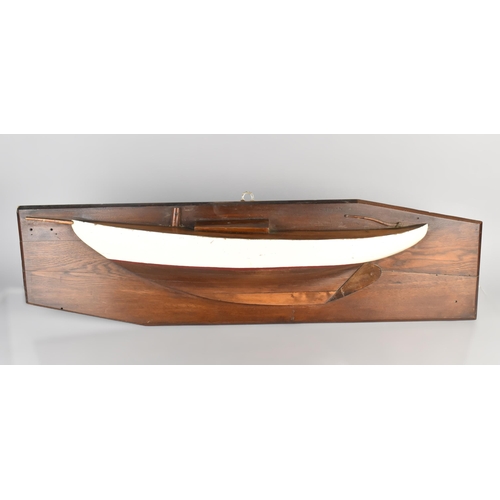 60 - An Early 20th Century Boat Builders Half Hull Model of a Yacht, 85x22cm