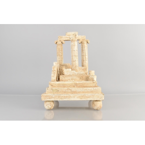 82 - A Painted Wooden and Plaster Grand Tour Model of a Classical Roman Temple on a Stepped Base and Four... 