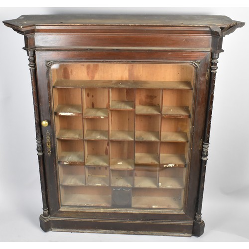 48 - A 19th Century Mahogany Chemists Shop Cabinet with a Shelved Interior and Glazed Door Flanked by Tur... 