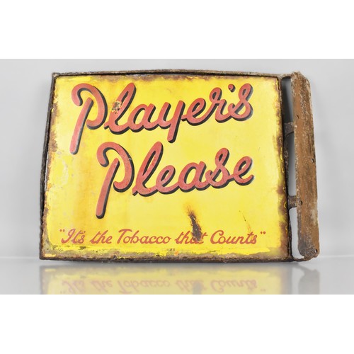 54 - A Vintage Double Sided Enamel Sign For Players With Red Lettering On Yellow Ground, 'Players Please ... 