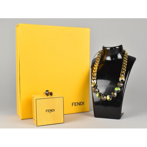 242 - A Suite of Boxed Vintage Fendi Costume Jewellery to comprise Jewelled Necklace and Ring, Mystic Topa... 