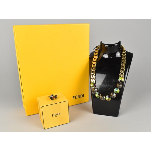 242 - A Suite of Boxed Vintage Fendi Costume Jewellery to comprise Jewelled Necklace and Ring, Mystic Topa... 