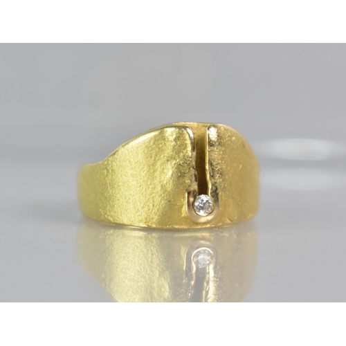 250 - A Modernist 18ct Yellow Gold and Diamond Ring, Round Brilliant Cut Diamond Measuring Approx 1.8mm Di... 