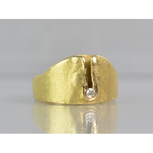 250 - A Modernist 18ct Yellow Gold and Diamond Ring, Round Brilliant Cut Diamond Measuring Approx 1.8mm Di... 