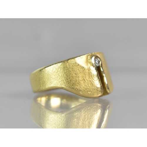 250 - A Modernist 18ct Yellow Gold and Diamond Ring, Round Brilliant Cut Diamond Measuring Approx 1.8mm Di... 