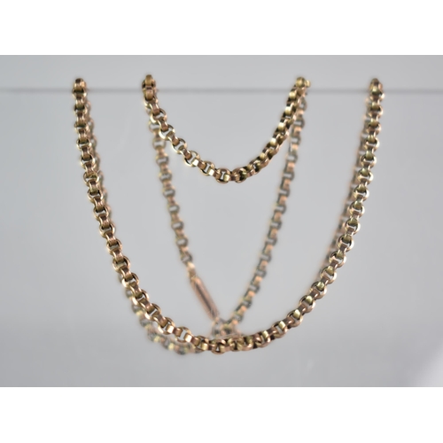 288 - An Early 20th Century 9ct Rose Gold Necklace, Belcher Type Links with Push Clasp Closure, Applied Pl... 