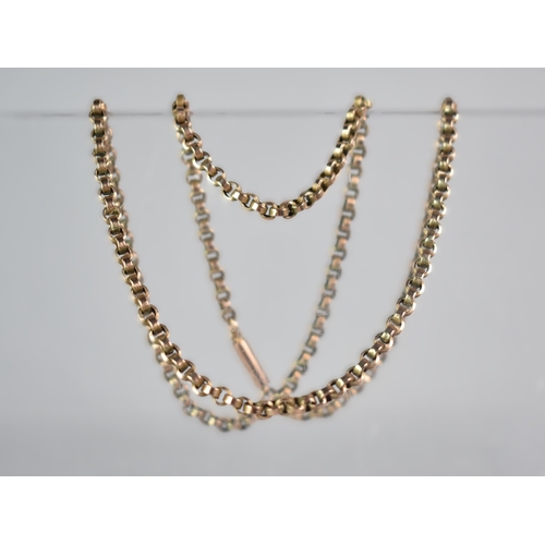 288 - An Early 20th Century 9ct Rose Gold Necklace, Belcher Type Links with Push Clasp Closure, Applied Pl... 