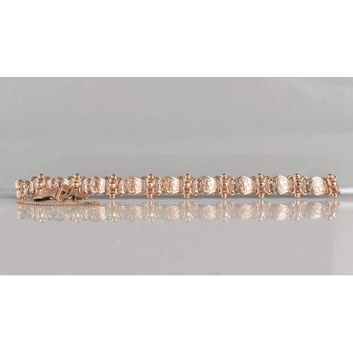 255 - A Rose Gold Victorian Style Bracelet, Having Engraved Clover Leaf Design to Lozenge Shaped Panelled ... 