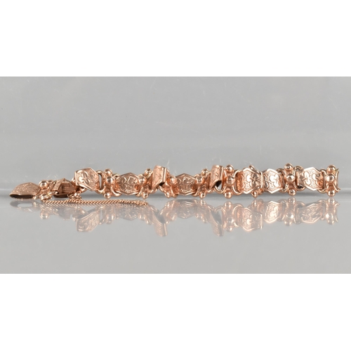 255 - A Rose Gold Victorian Style Bracelet, Having Engraved Clover Leaf Design to Lozenge Shaped Panelled ... 