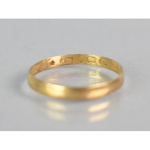 293 - A Fine Victorian 22ct Gold Wedding Band, Size N.5, 1gm, Birmingham 1889