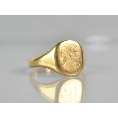 294 - An 18ct Gold Signet Ring, 7.7gms, Birmingham Hallmark, Inscribed to Interior 'From Home', Size T