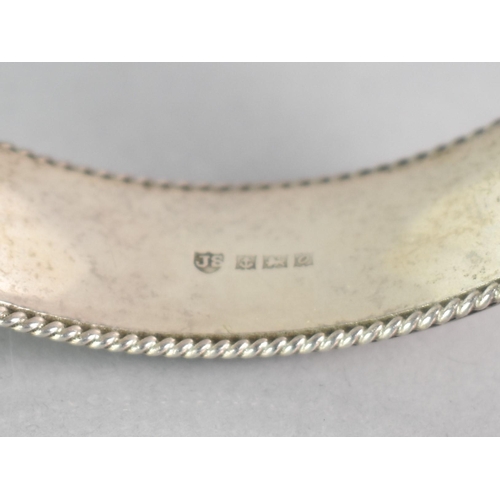 258 - A Vintage Silver Hinged Bangle having Engraved Floral Decoration with Rope Twist Edge, Stamped Inter... 